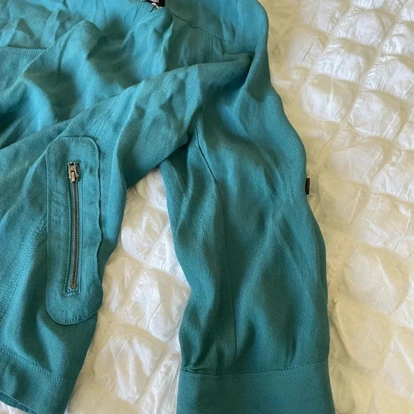 Anthropologie elevenses teal cardigan wrap blazer - Picture 4 of 9